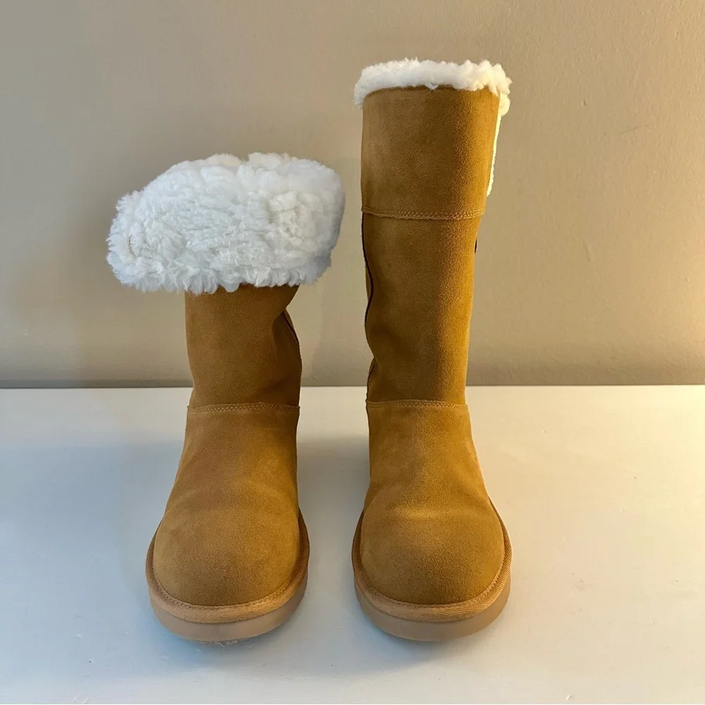 Koolaburra by Ugg Tan Suede Fold Over Zipper Boots